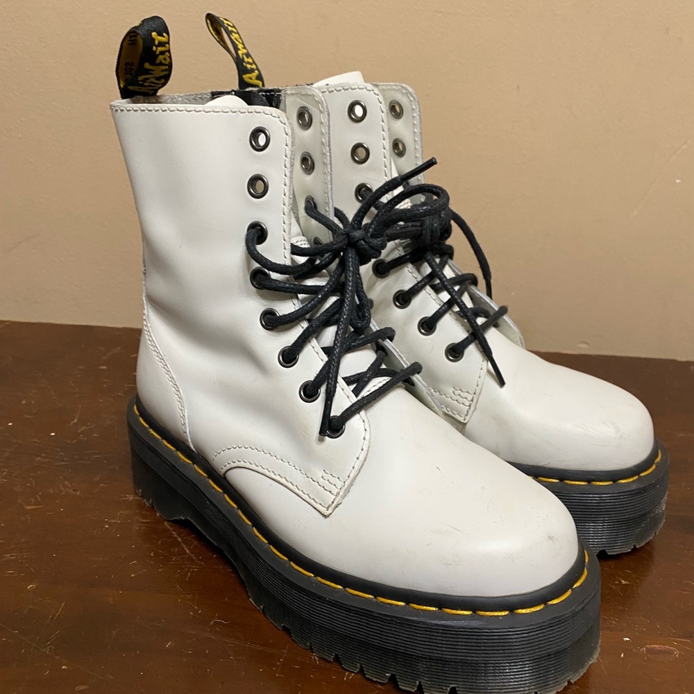 Platform white leather doc martens